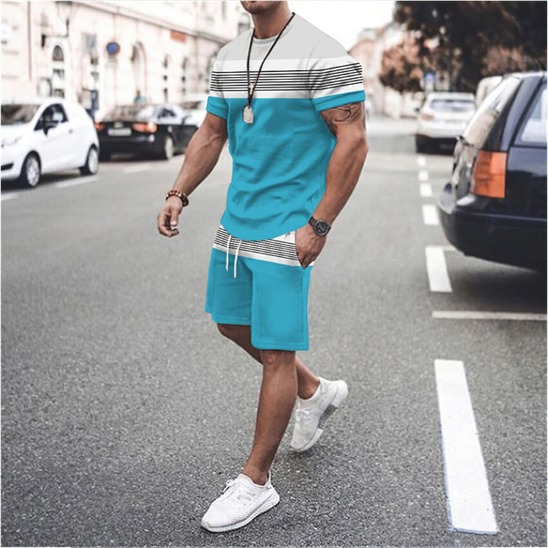 Herren Gestreiftes Kurzarmshirt für Sommer Sport und Freizeit