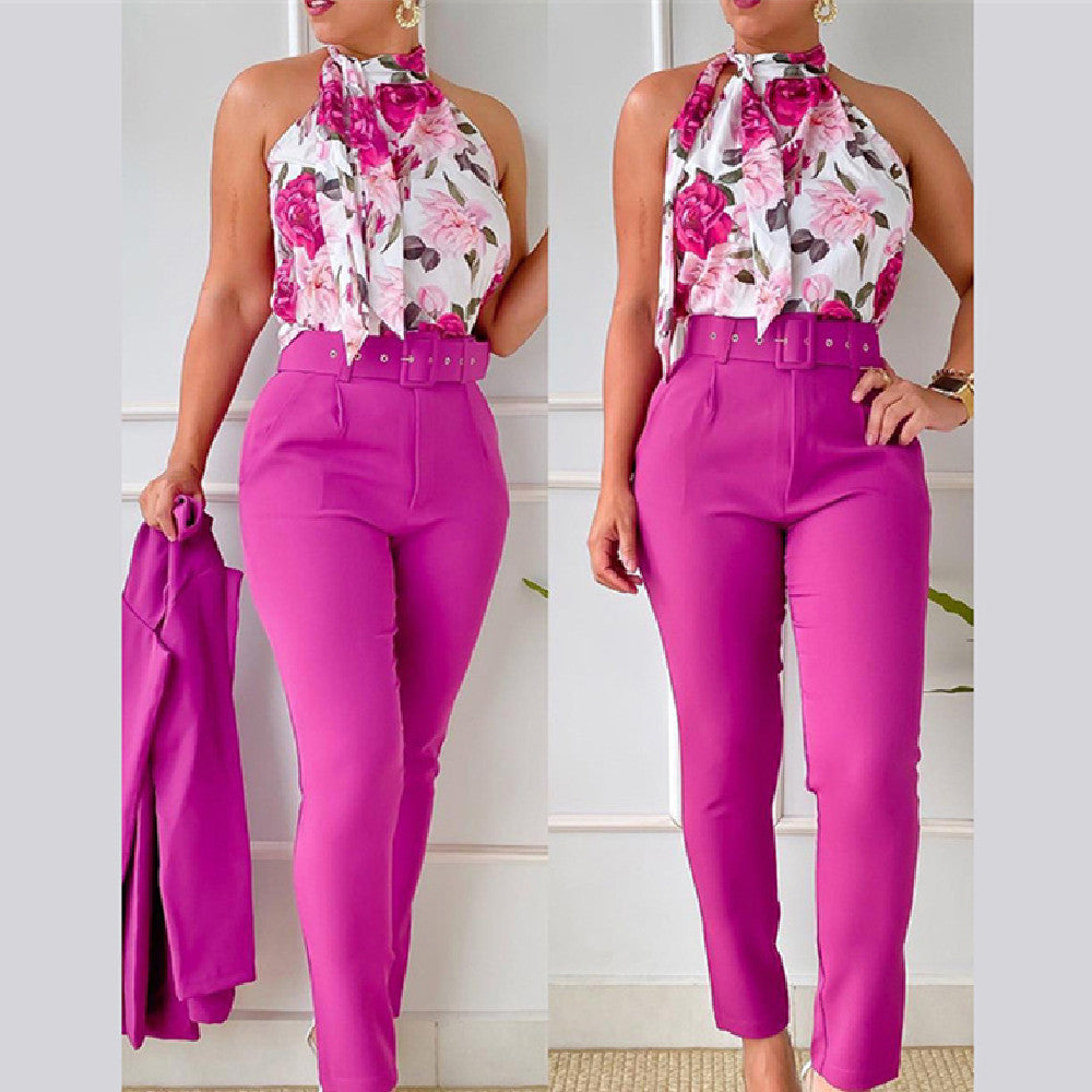 Damen-Anzug mit Blumen weste