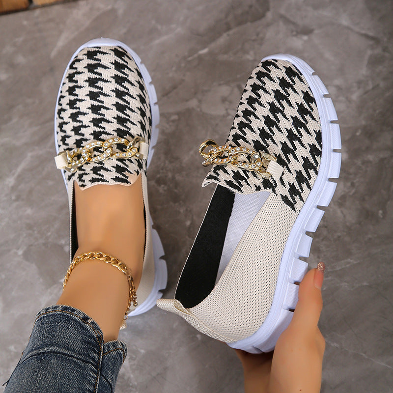 Sommerliche Sport-Mesh-Slipper mit lässigem Hahnentrittmuster