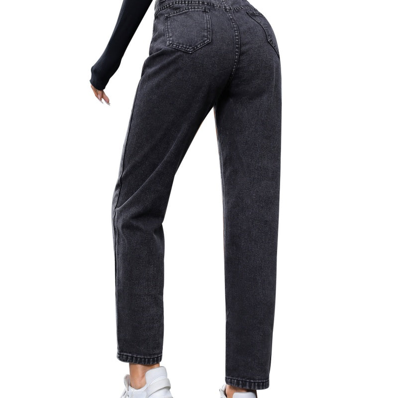 Locker sitzende Denim-Polyester-Hose