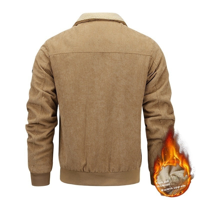 Warme Winter-Fleece-Jacke mit Revers und Taschen für Herren
