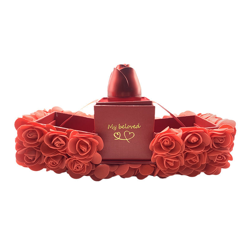 Valentinstagsgeschenk – Seifenrosen-Box mit Kristallanhänger und Ewiger-Blumen-Schmuckbox - FashionGlam