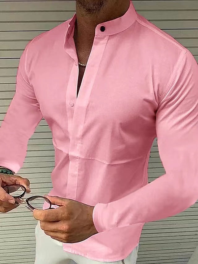 Herren Seidenhemd in einfarbigem Design