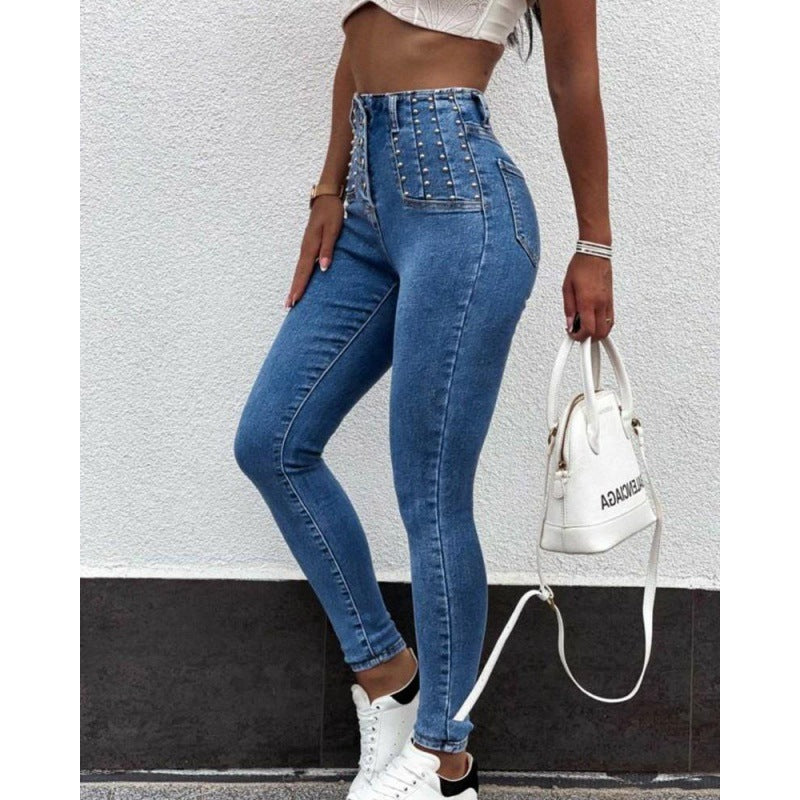 Hoch taillierte Skinny-Jeans
