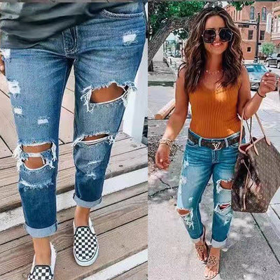 Zerrissene Jeans für Frauen mit Persönlichkeit