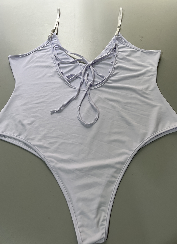 Sommer Bikini Rückenfreier locker sitzender Badeanzug mit großen Größen einfarbigem Design