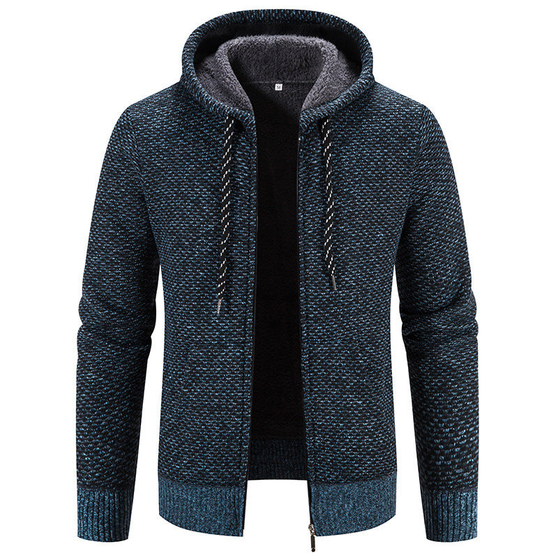 Herren Kapuzen-Cardigan mit Fleece-Futter