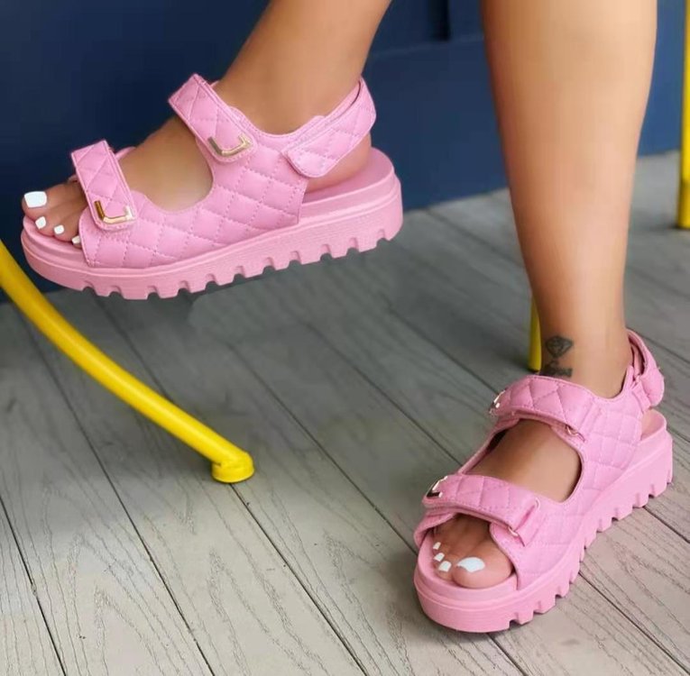 Damen Sandalen Klassischer karierte Velcro-Stil