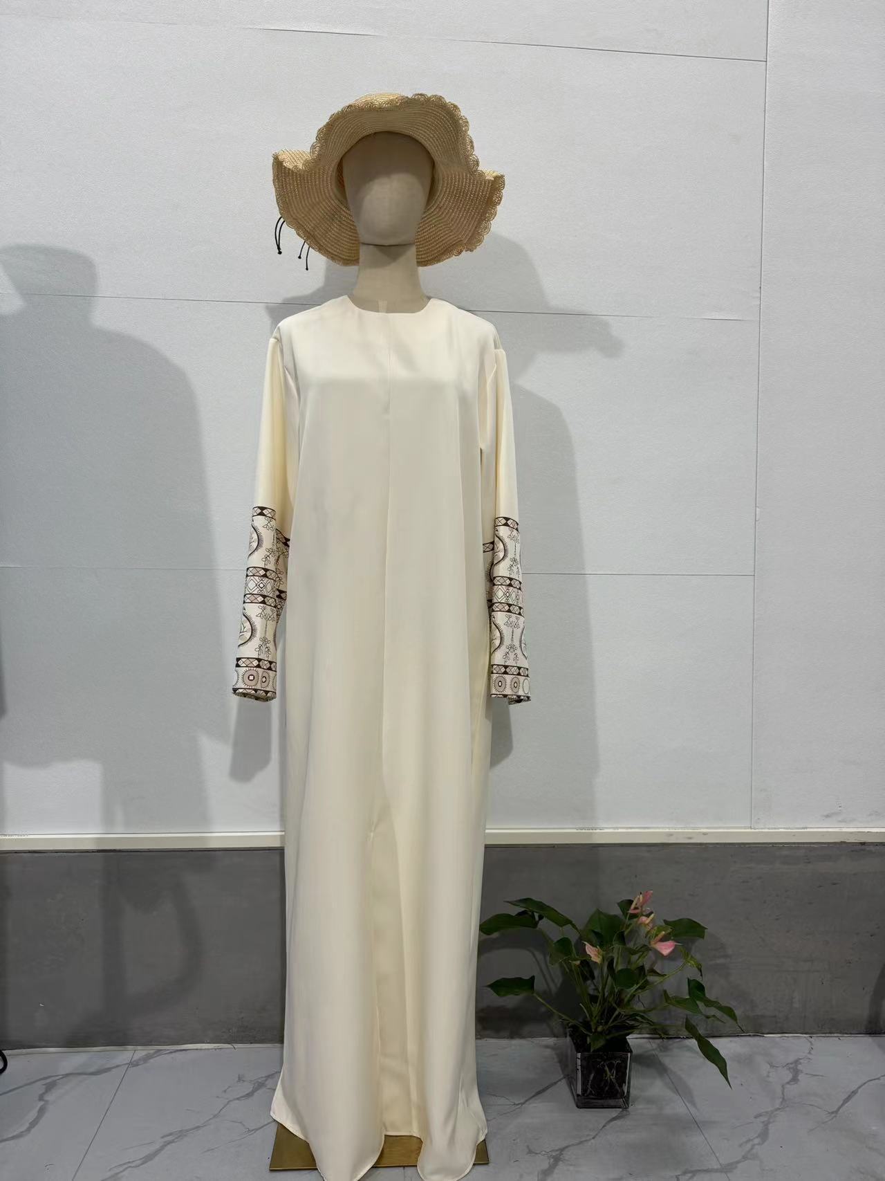 Bohème-Stil Bedrucktes Damenkleid mit Puffärmeln und lockerem Retro-Look