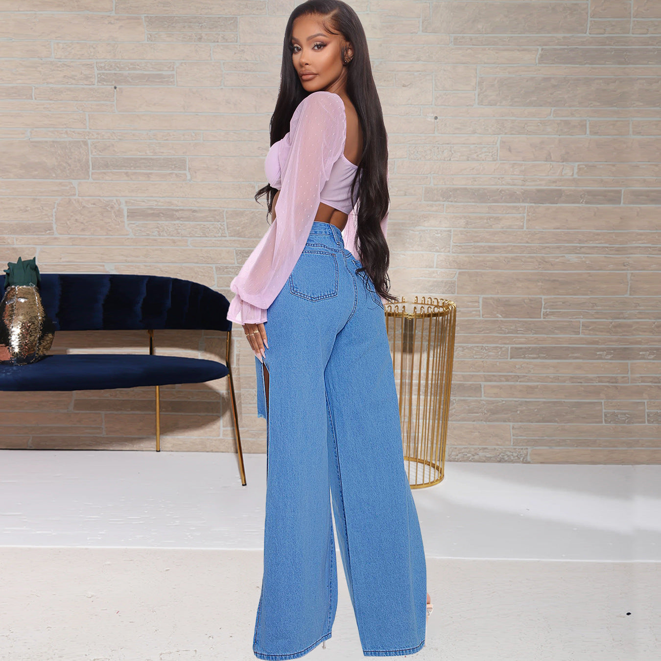 Sommermode zerrissene gespaltene Jeans