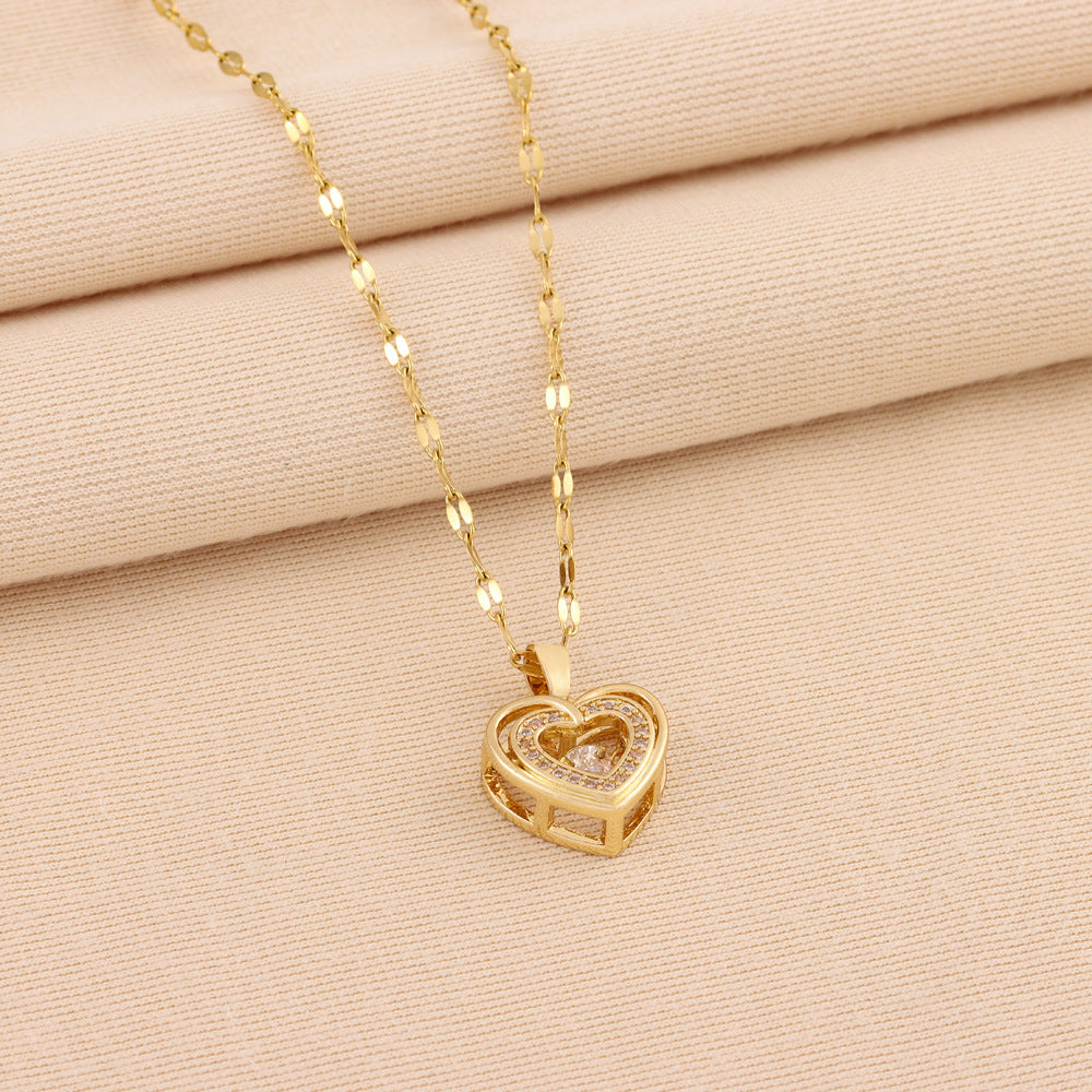 Doppellagige Love-Halskette mit Strass aus Titanstahl