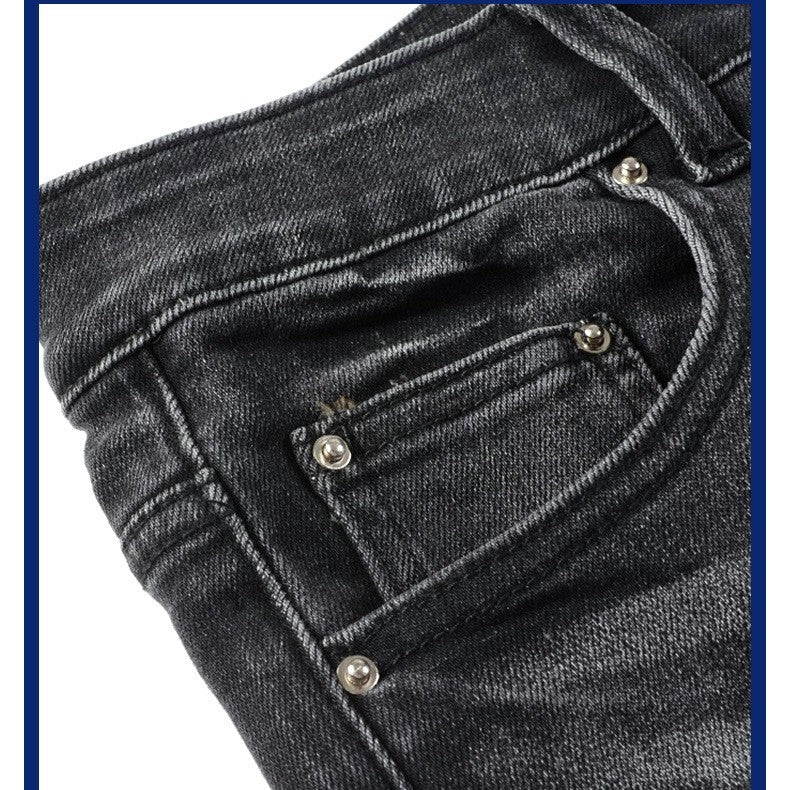 Herren Falten-Cashewblumen-Jeans