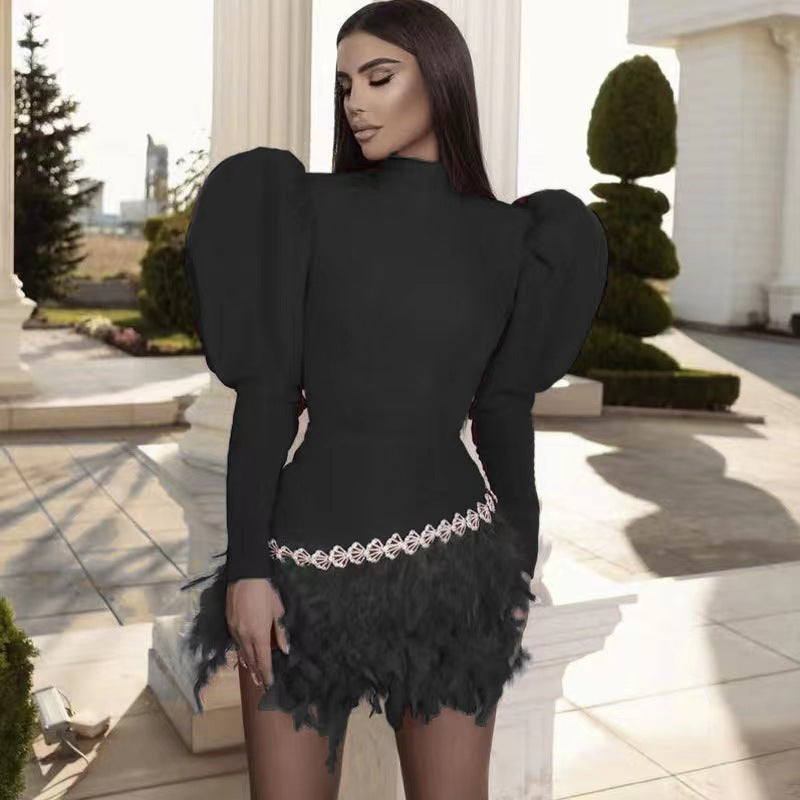 Exquisite Eleganz Kleid mit Puffärmeln