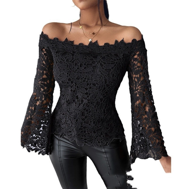 Damen Minimalistisches Schwarzes Spitzenoberteil