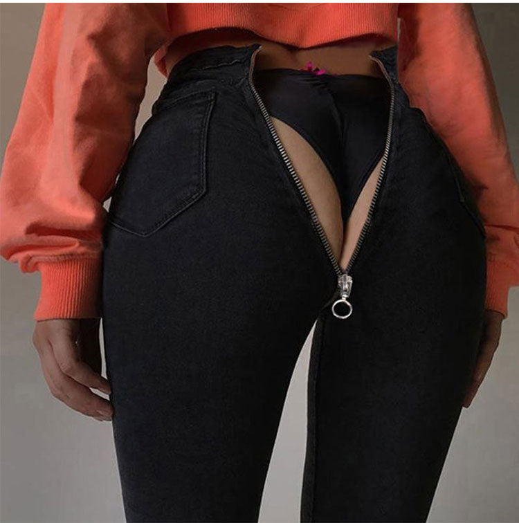 Damen Skinny Jeans mit Rückenreißverschluss