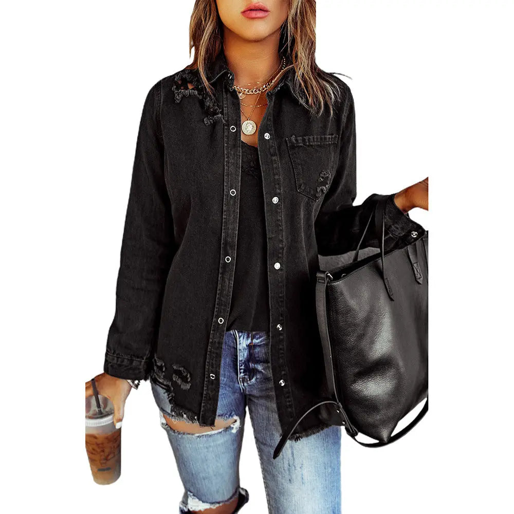 Damenmantel im Denim-Hemd-Stil