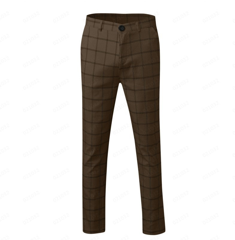 Herren Business-Freizeithose mit 3D-Plaid-Muster