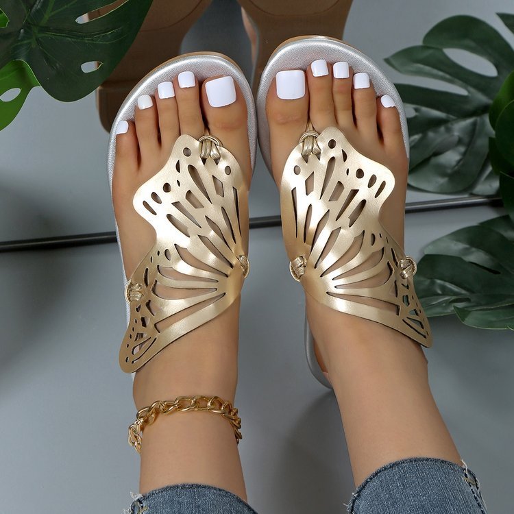 Sommerliche Schmetterling-Flip-Flops Neue flache Slides für Frauen