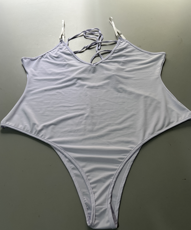 Sommer Bikini Rückenfreier locker sitzender Badeanzug mit großen Größen einfarbigem Design