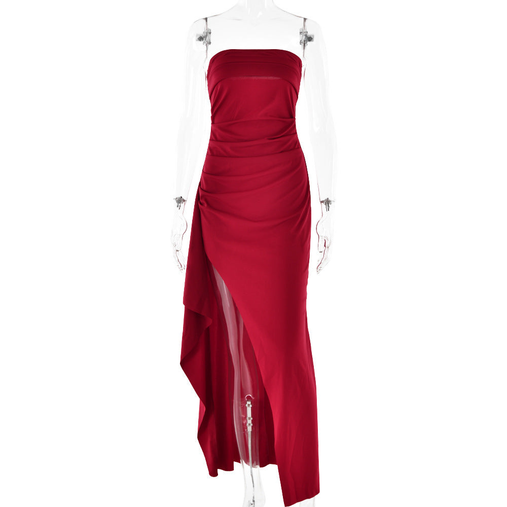 Elegantes Abendkleid mit Off-Shoulder-Tube-Top und Rückenausschnitt