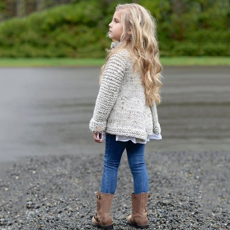 Mädchen Strick-Cardigan mit Kaninchenhaar-Anteil - FashionGlam