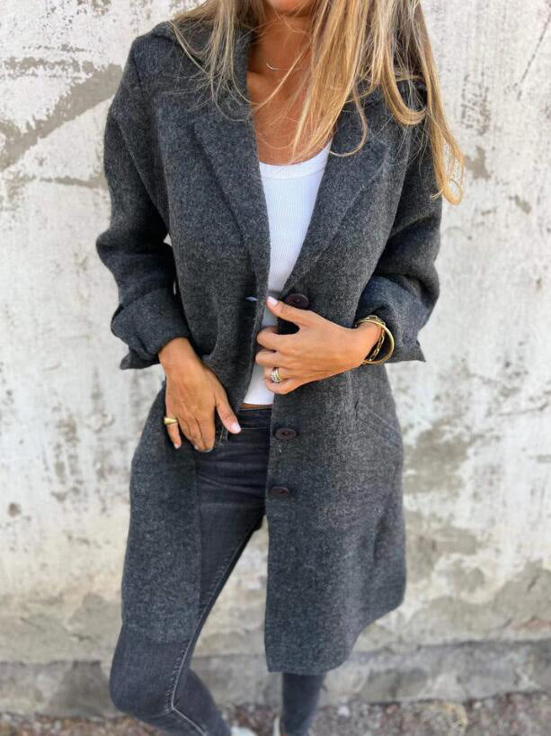 Einreihige Strickjacke im mittellangen Mantelstil