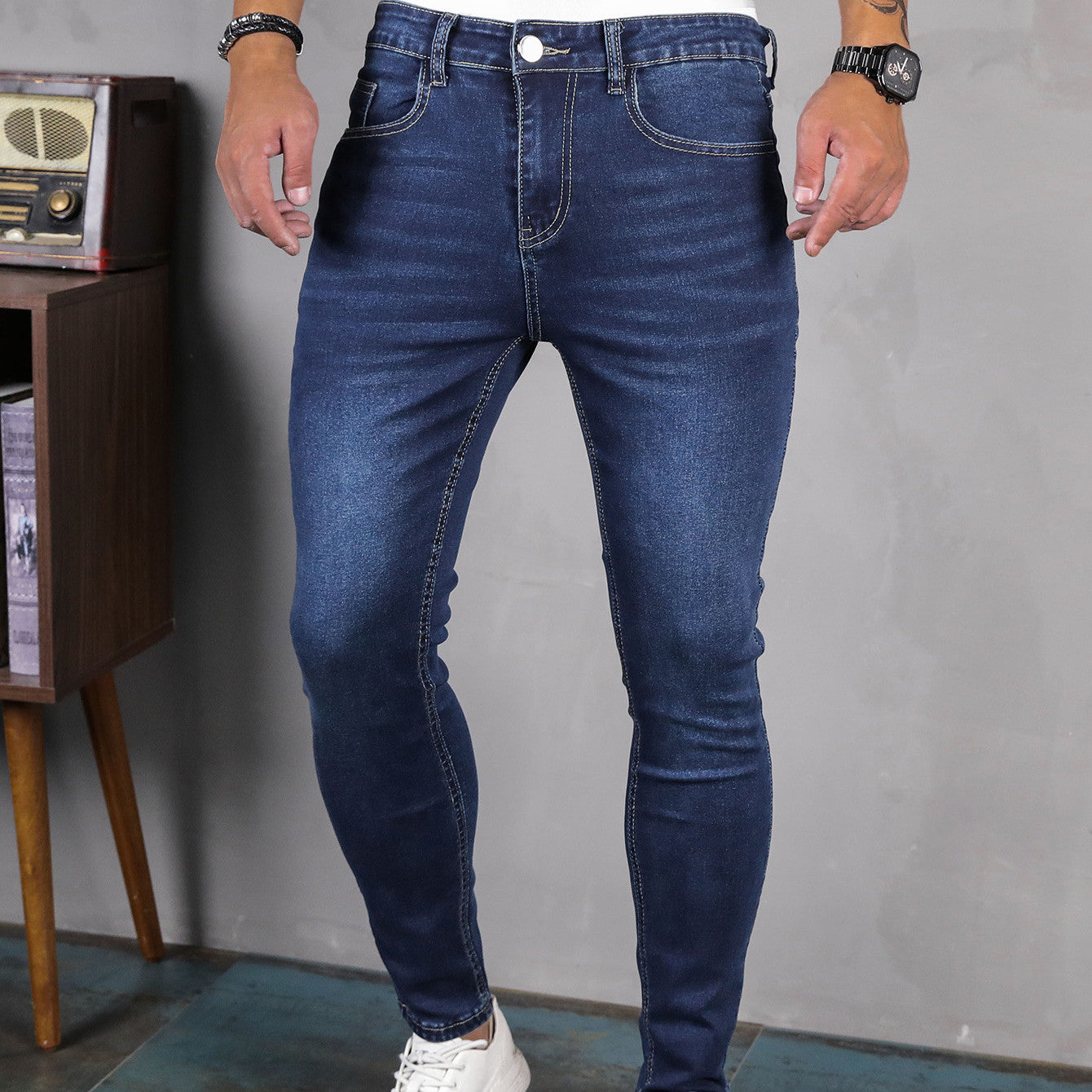 Herren Modische Stretch-Röhrenjeans