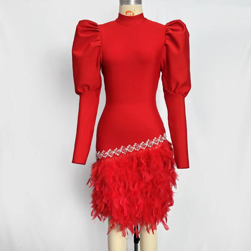 Exquisite Eleganz Kleid mit Puffärmeln