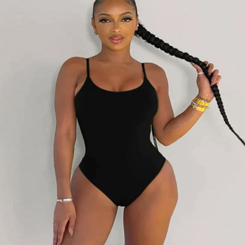 Sommer Bikini Rückenfreier locker sitzender Badeanzug mit großen Größen einfarbigem Design