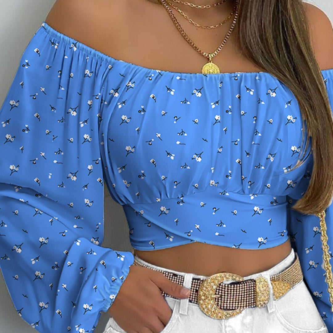 Neues Damen Schulterfreies Bedrucktes Top