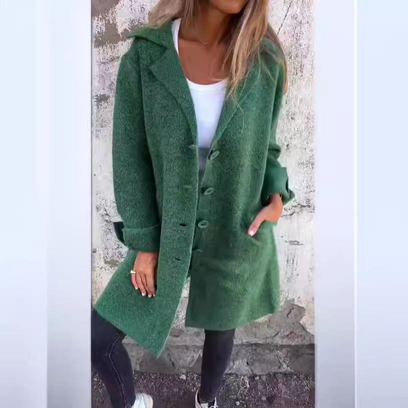 Einreihige Strickjacke im mittellangen Mantelstil