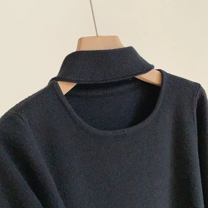 Damen Strickpullover mit dickem Design und Halterneck Langarm