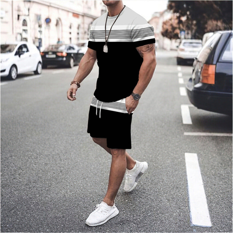 Herren Gestreiftes Kurzarmshirt für Sommer Sport und Freizeit