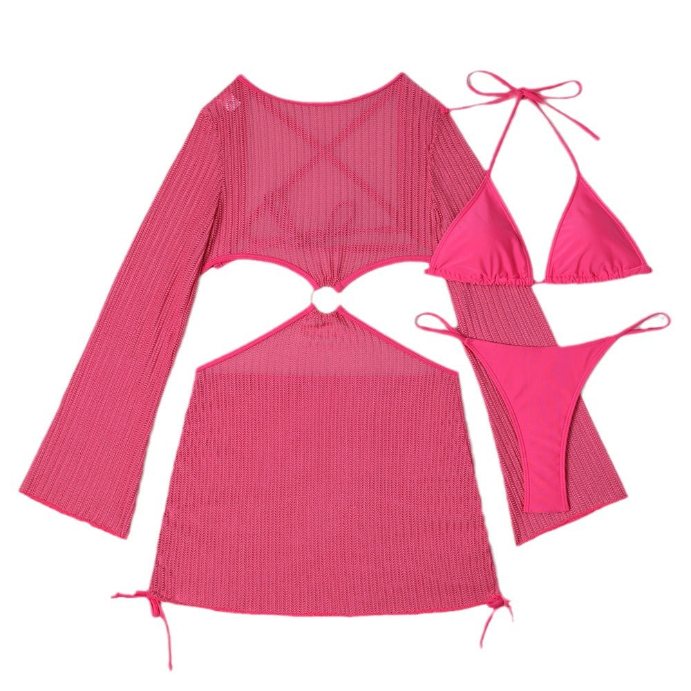 Mesh Hohlband Bikini mit Kordelzug