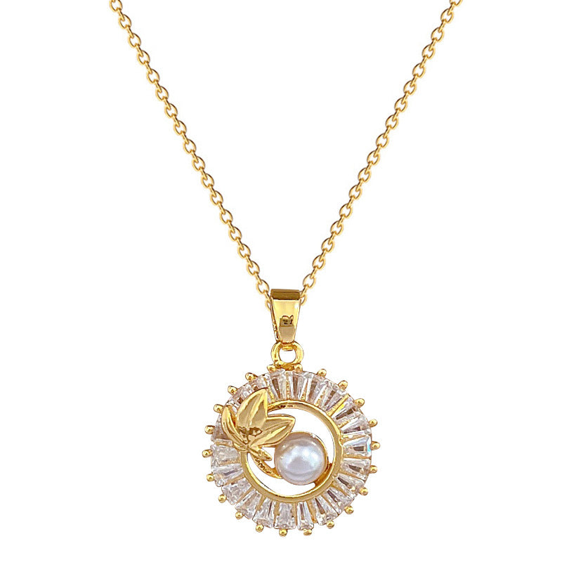 Quadrat-Diamant-Set Halskette & Ohrringe mit Blattmotiv