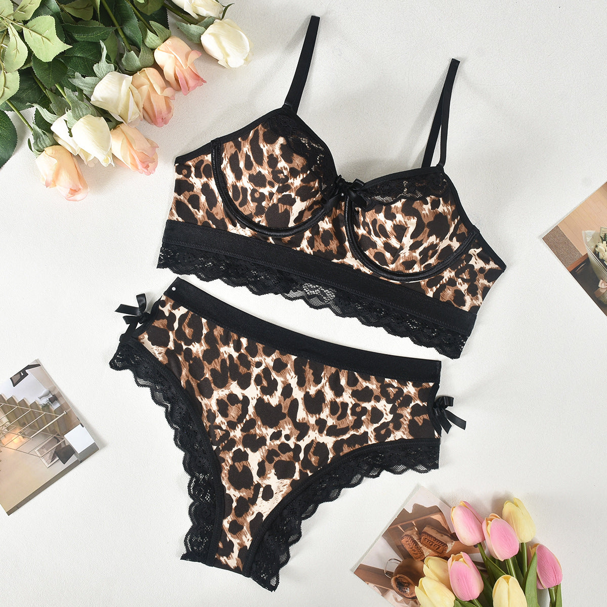 Leopardendruck Bequemer Slim-Fit-Unterwäscheanzug