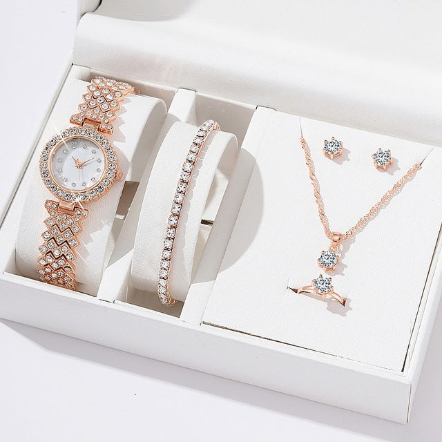 Elegantes Schmuck-Set mit Uhr und Accessoires für Damen
