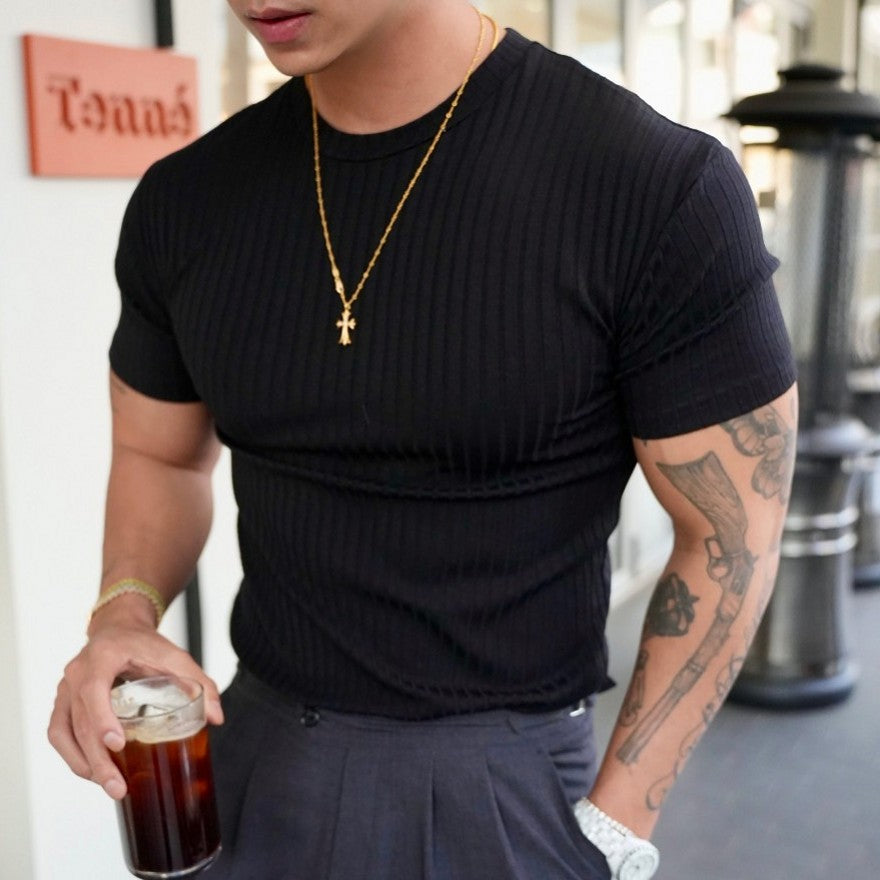 Herren Sommer Sport Fitness Freizeit Rundhals Kurzarm T-Shirt
