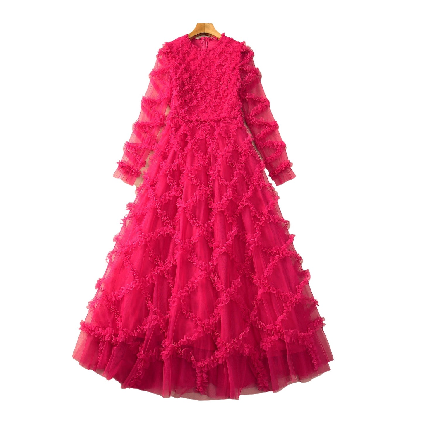 Elegantes Swing-Ballkleid mit Rhombus-Muster und Pilz-Details