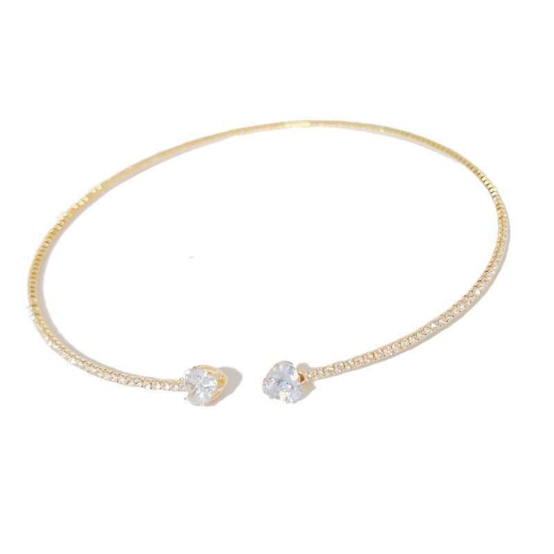 Licht Luxus Strass Halskette mit herzförmigem Zirkon Kragen für Damen