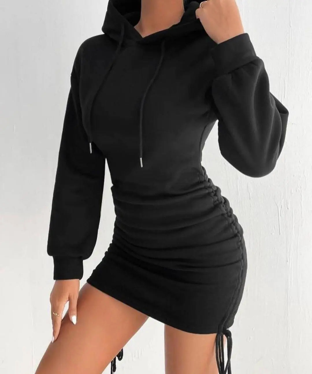 Kapuzenmantel Langarm Pulloverkleid Damen