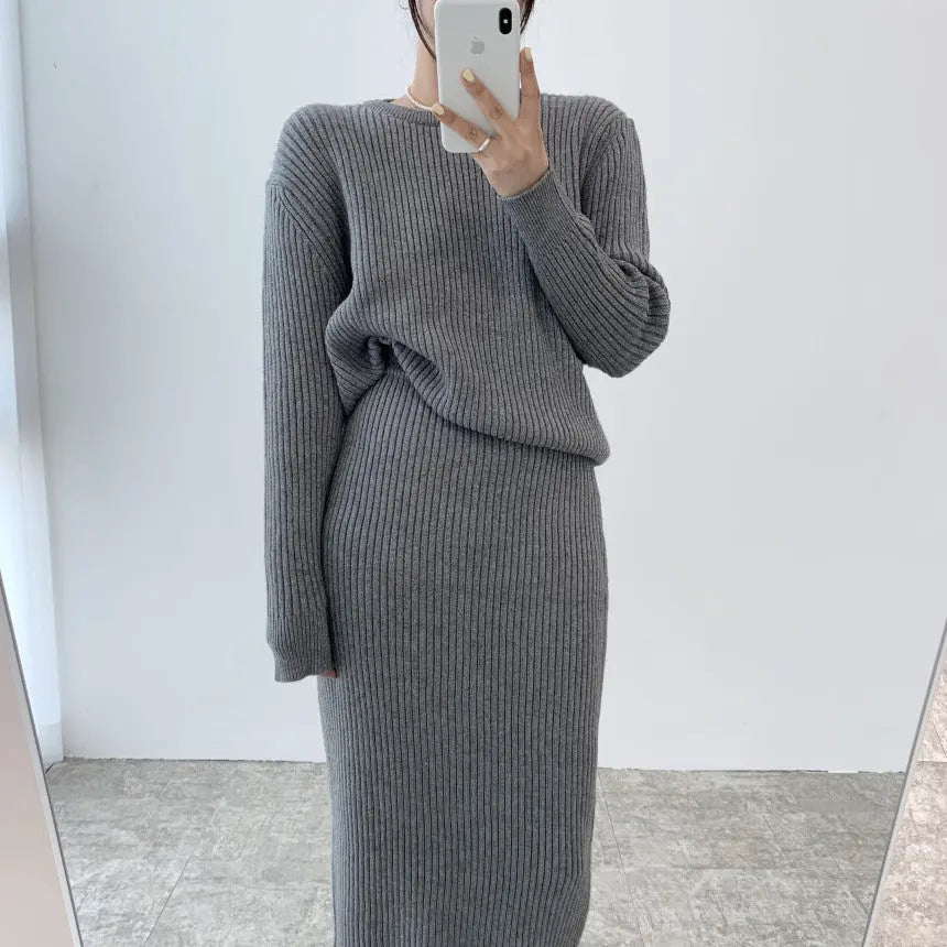Damen Herbst/Winter Pullover-Kleid Zweiteiliges Set "Temperament Freizeit Anzug