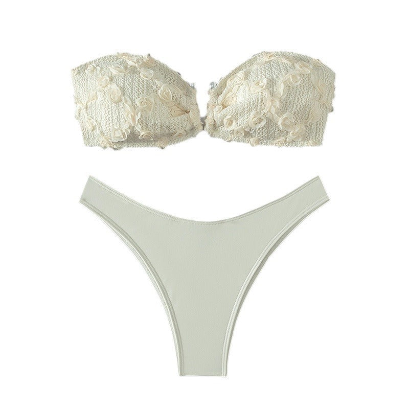Damen Röhren-Top Bikini mit Rückenschnürung und seitlichem Schlitz
