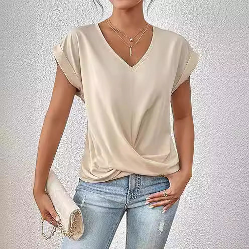 Lässiges Damen-T-Shirt – Unregelmäßiger Schnitt