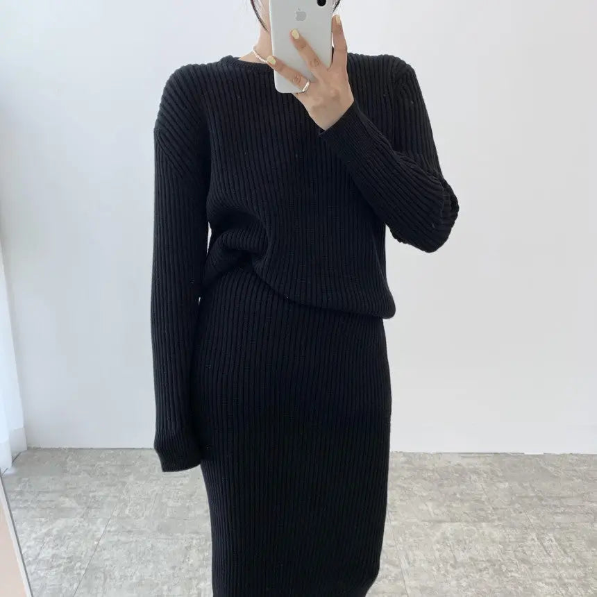 Damen Herbst/Winter Pullover-Kleid Zweiteiliges Set "Temperament Freizeit Anzug