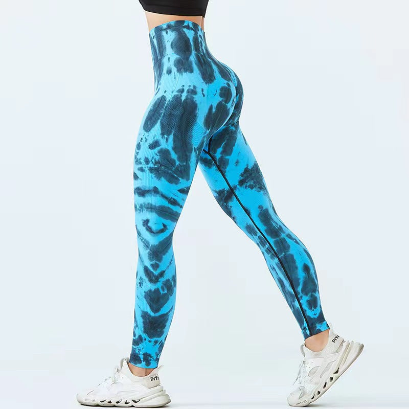 Nahtlose Yogahose mit Bindedruck für Frauen