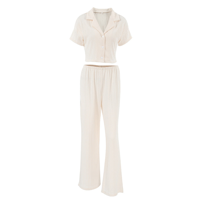 Damen Modische einfache einfarbige Kurzarmhose Pyjama Zweiteiliges Set