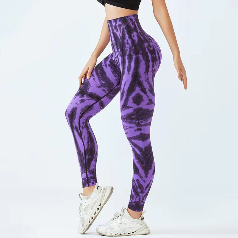 Nahtlose Yogahose mit Bindedruck für Frauen