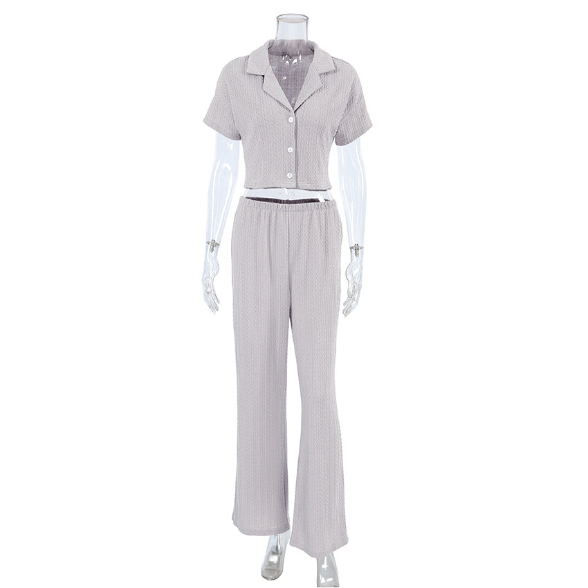 Damen Modische einfache einfarbige Kurzarmhose Pyjama Zweiteiliges Set