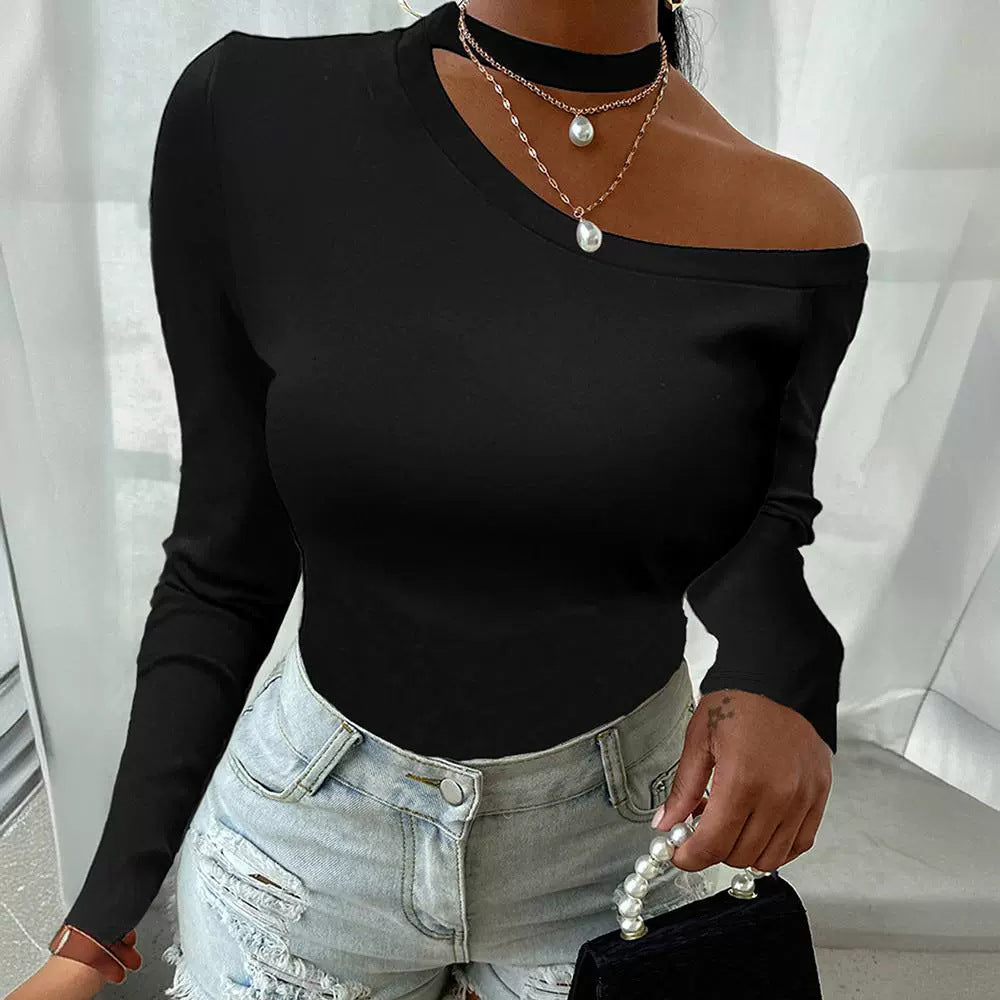 Damen Langarm Top mit Off-Shoulder Design
